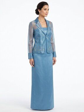 Oblique Satin & Organza Empire Waist Gown W/Jacket- Sz. 6/8